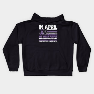 In April We Wear Purple – Sarcoidosis Awareness Month Support Design Kids Hoodie